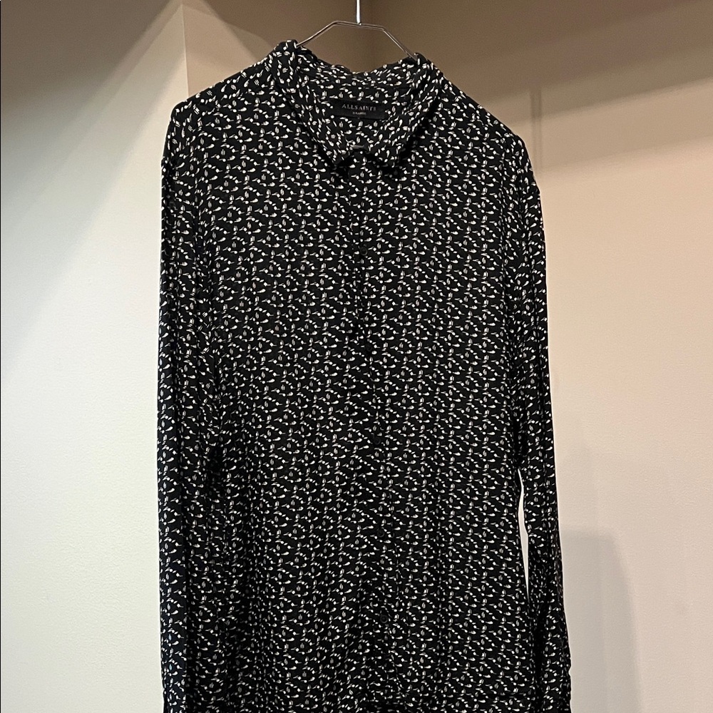ALL SAINTS Black and White Patterned (music notes) Men's Shirt